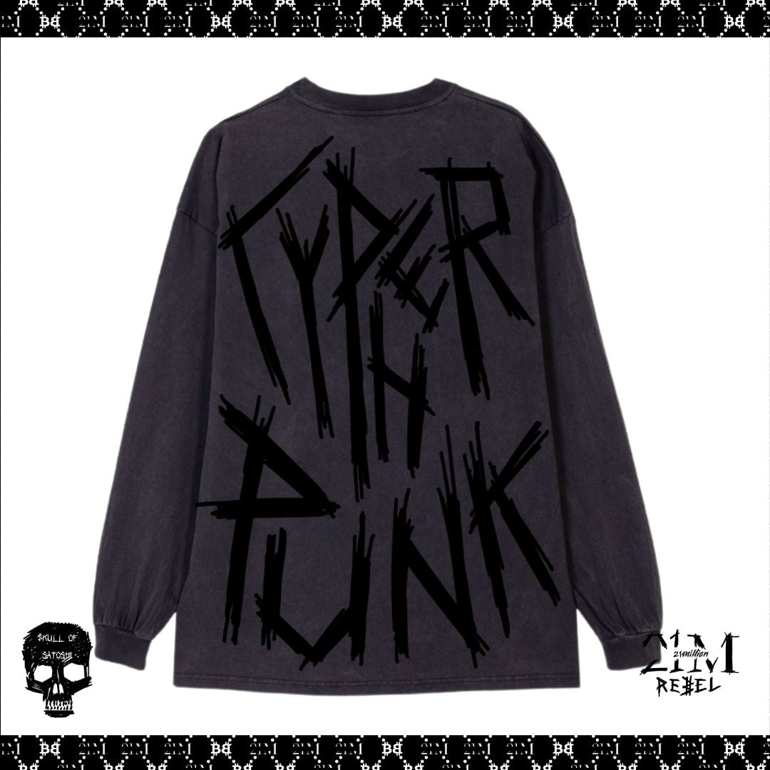 Cypherpunk Vintage black oversized LS Tee