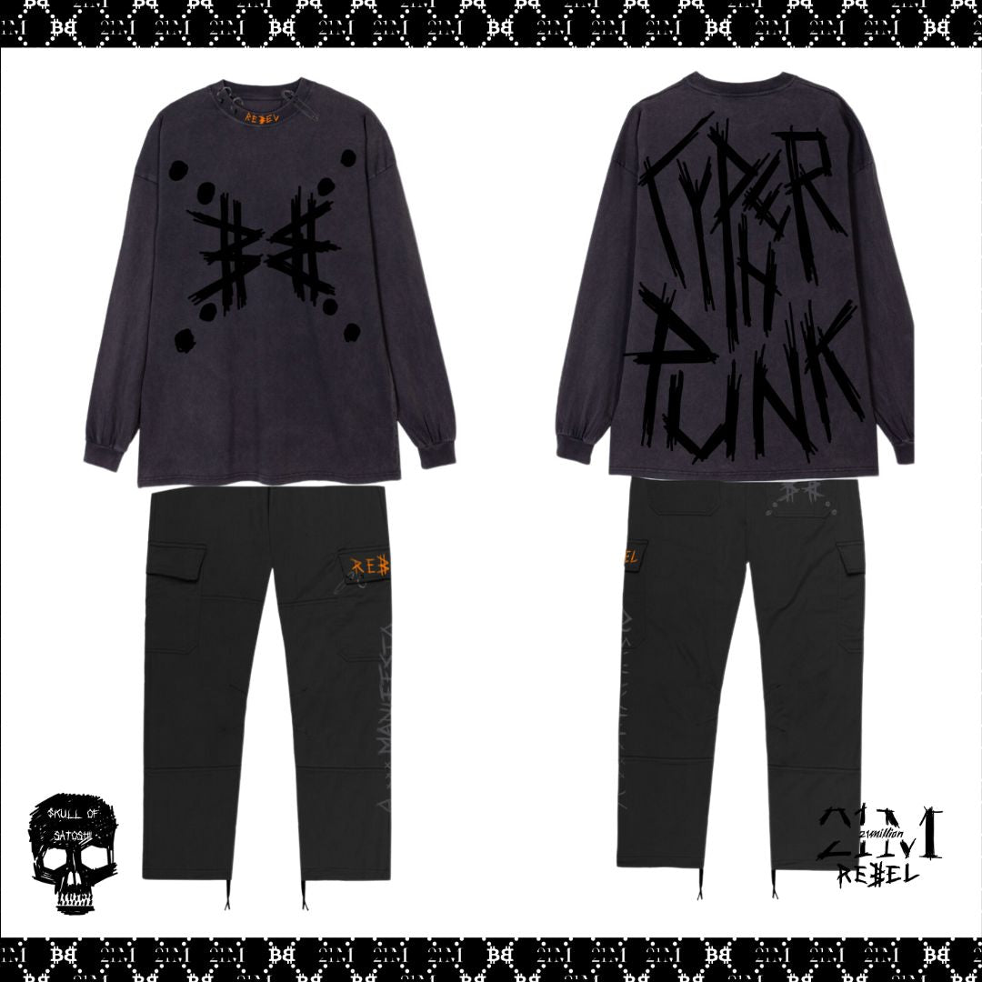 Cypherpunk Vintage black oversized LS Tee